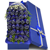 莱一刻鲜花速递33朵红玫瑰礼盒花束送爱人女友生日礼物全国同城配送 33朵蓝色妖姬礼盒