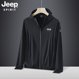 JEEP SPIRIT夏季新款户外情侣款超薄透气冰丝外套夹克男旅游垂钓UPF50透气服 黑色-男款 3XL
