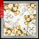 上海故事丝巾经典时尚仿真丝大方巾百搭围巾薄款披肩杭州丝绸锻实用礼物 郁见美好  米色