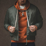马登工装 美式MA1飞行员夹克外套棒球棉服男潮衣袄 绿色 XL