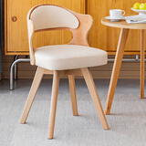 实木家用旋转电脑椅学生书桌椅简约休闲椅写字椅餐椅卧室书房椅 本木白色全头层牛皮【顺丰上门】