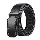罗维利特 皮带男自动扣中青年真皮质感软皮腰带男士百搭裤带 跑车款腰带黑色