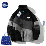 NASALIKE官方摇粒绒外套男秋冬季拼色加厚保暖夹克男女羊羔绒棉服男士上衣 黑色 L （建议120-140斤）