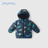 JELLYBABY儿童外套秋冬宝宝酷帅恐龙冬装轻薄男孩衣服男童羽绒服 宝蓝恐龙 100