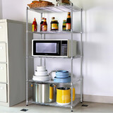 纳典（NADIAN）厨房置物架落地家用储物铁架子书架货架多层仓储收纳架阳台花架 不锈钢色-五层-55*30*150cm