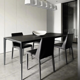 苏格情调岩板岛台餐桌佛山品质家具依诺岩板现代极简航空铝合金餐桌 纯黑【哑光/依诺岩板】 140*80*74cm