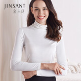 金三塔 100%桑蚕丝打底衫真丝抽皱高领针织打底衫1YZW0732 白色8100 XL