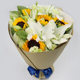 浪漫季节开学季鲜花同城配送向日葵混搭香槟玫瑰花束表白生日礼物送老公 5朵向日葵6朵百合 今日送达-可预约送花时间