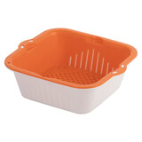茶花洗菜篮沥水篮滤水筛双层两用果蔬沥水筛滤水筐水果盘大中号可选 橙色 小号1162
