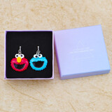 钻名堂 抖音同款时尚情侣项链吊坠闺蜜可爱毛衣链男女朋友情人节礼物 蓝色+红色芝麻街1套【礼盒包装】