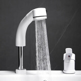 JCS分体式水龙头洗脸盆洗手池双孔面盆冷热水龙头分离式可抽拉式洗头 白色 - 双孔分体升降抽拉龙头