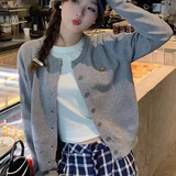 沂歆针织衫女开衫外套春季女装长袖上衣休闲2025夏季新款洋气百搭修身 【灰色】小熊刺绣针织开衫 均码 【建议体重约80-120斤】