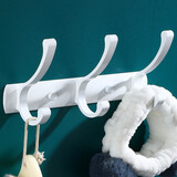 淼源挂衣钩玄关墙上挂勾衣架墙壁连排挂钩衣帽钩墙挂衣服挂钩壁挂衣柜 白色凤尾排钩/三钩/总长25厘米