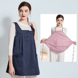 伊孕美双层防辐射服孕妇装上衣服马甲外穿连衣裙肚兜内穿怀孕期女上班 2件套=双层藏青(简约款)+银肚兜 XL号