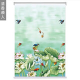 柏拉图彩绘卷帘画定制隔热窗帘升降免打孔卫生间办公室卧室遮光防水拉帘 清香袭人（半遮光）