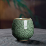 龙泉青瓷功夫茶具陶瓷茶杯家用泡茶杯办公室主人杯单杯无柄杯中式冰裂水杯 做线梅子青