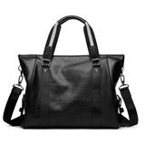 澳懿男包手提包真皮男士公文包大容量旅行包商务电脑包牛皮新款休闲 【小号】时尚白色把手-装14英寸 头层牛皮材质