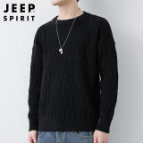 JEEP SPIRIT吉普毛衣男秋冬季韩版针织衫男士波纹毛线衣打底衫 黑色 2XL 