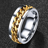 QMXD免费刻字链条戒指男款潮流单身戒潮男个性食指环可转动开瓶盖戒指 金色默认发美9号其他留言