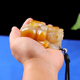 简瑶玉髓手把件如意貔貅玛瑙貔恘手把玩男玉手玩件 玉髓貔貅手把件