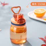 ONEDAY 水杯女夏季太空杯学生塑料小容量小巧儿童便携韩版运动杯子直饮 橙色350ml（杯刷+贴纸）