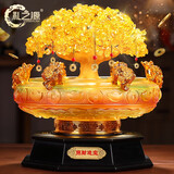 礼之源 招财聚宝盆金蟾工艺品摆件 店铺开业礼品 办公室家居客厅装饰品 大号水晶树聚宝盆 直径33高32CM