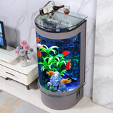 瑞龙（ruilong）半圆形鱼缸客厅小型玻璃家用落地立式一体缸自循环生态金鱼锦鲤缸 轻奢款星空灰 长50*宽50*高138cm