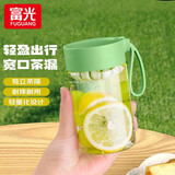 富光塑料水杯BB杯子女生夏季高颜值便携简约随行可爱泡茶杯家用耐热 罗勒绿【茶隔+精准刻度】370ml