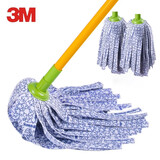 3M 思高一拖净棉线布条吸水无纺布拖把墩布家用一拖净老式传统拖把 耐磨型拖把1杆+3头