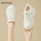 达芙妮厚底内增高老爹鞋女百搭时尚休闲鞋女鞋子4623101103米色/加绒38