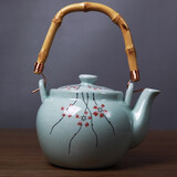 和风四季 日式釉下彩陶瓷手绘茶具功夫茶壶提梁茶壶茶具养生壶套装茶杯 大号腊梅提壶(1000ml)单个