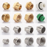 大漠山（Damoshan） 加厚全铜304不锈钢铁外丝堵头内丝管帽水管闷头管堵管帽盖帽封头 4分 免生料带塑料堵头 白色