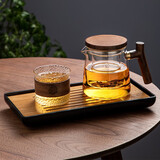 忆壶茶（YIHUTEA）茶具套装整套茶具玻璃茶壶带过滤泡茶壶茶水分离泡茶盘办公家用杯 【3件套】透明壶+品杯+托盘 1个