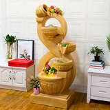 水渡烟云大型落地欧式风车流水喷泉摆件客厅会所公司开业水景礼品加湿器 17005B黄色60*46*140CM