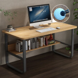 木以成居电脑桌 带穿线孔简易书桌学习桌子双层书架桌子120*60CM
