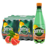 巴黎水（Perrier） 法国含气天然矿泉水500ml*24塑料瓶  多种口味气泡水可混拼 500mL 24瓶 1箱 西柚味