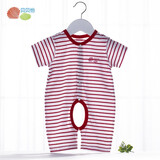 贝贝怡【官方发售】新生儿衣服婴儿连体衣开档夏装男女童宝宝爬服哈衣 红白 3个月/身高59cm