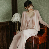 觅丝（Agentmuse）睡衣女60S天丝莫代尔吊带长裤三件套中国风家居服带杯垫套装