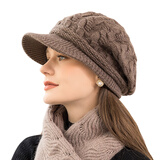 罗蒙帽子中老年人女士冬季保暖加绒毛线帽子妈妈奶奶老太太针织帽