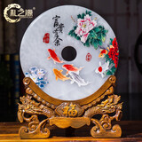 礼之源 玉石平安扣工艺品摆件 家居客厅酒柜装饰品乔迁新居办公室摆设品 富贵有余26#玉石平安扣