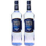 月亮谷洋酒俄罗斯原装进口RUSSIAN VODKA 五湖伏特加40度 1000mL*2瓶