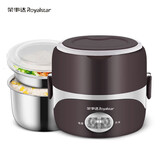荣事达（Royalstar）电热饭盒蒸煮插电保温饭盒上班族便携热饭菜加热饭盒便当盒小蒸锅煮蛋办公室热饭神器 1.35L 双层304不锈钢 咖啡色 标配