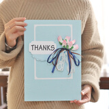 艾晴手贺立体花束贺卡教师节送老师礼物女高级感谢情人书信手写母亲A4生日 A4大尺寸 淡蓝色 thanks