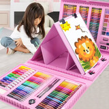 伊贝智儿童玩具女孩3-6岁画板套装小孩画画笔生日7-14岁圣诞节新年礼物 【带画架款】-粉色 小女孩生日礼物7-14岁女童6-10