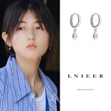 Lnieer999足银水滴圆圈耳环女2025新款轻奢银耳圈耳钉养耳洞冷淡风耳饰 【一对价】水滴耳圈【999足银】