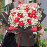 来一客情人节红玫瑰生日花束鲜花速递同城配送全国表白求婚礼物 11朵红玫瑰-满天星辰