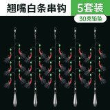 熊火仿生串钩翘嘴白条钓组路亚鱼皮套装亮片钩海钓饵串钓防缠绕虾皮  5套【鱼皮串钩+30克铅坠】 6号