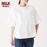 无印良品 MUJI 女式 棉混弹力 短袖罩衫 T恤 女夏季BCA08A0S 白色 XS-S