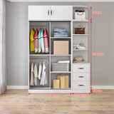 京桐（JINGTONG）衣柜推拉门卧室简易储物柜移门柜子定制衣橱实木质大衣橱 【1.6米主柜】+顶柜+边柜2门