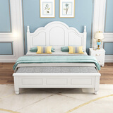 卓禧 床实木床卧室双人婚床1.5米木床欧式单人床 床 床垫 床头柜*2(150*200cm)